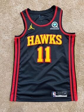 Jordan Black Hawks #11 Jersey with Red & Yellow Accents